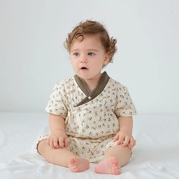0-12M התינוק קצרה עם שרוולים רומפר מגניב כותנה אוברול לתינוק בנים נערת אופנה קיץ Loose חולצת יוניסקס תלבושת