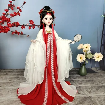 1/3 BJD סינית עתיקה בובה Hanfu בגדים כדור מפרקים בובה עם כיסוי הראש אביזרים ארמון נסיכה הבובה צעצועים עבור בנות