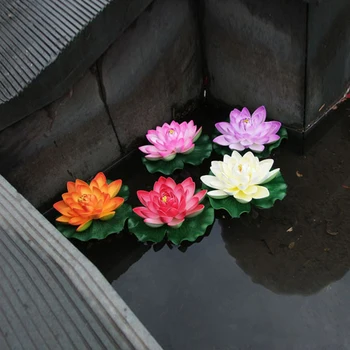 1 יח ' דג טנק מרחף לוטוס פרחים מלאכותיים מציאותי מים לילי מיקרו נוף Lotu עלה בריכה גן פרחים מזוייפים עיצוב