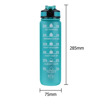 1000ml בקבוק מים עם הזמן מידה חיצונית כושר ספורט האופניים מים כוס עם קש BPA חינם הביתה לשתות קומקום
