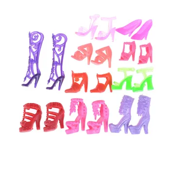 10pairs/סט מעורב מודל מעורב צבע אופנה עקבים סנדלים נעליים 1/6 בובת משלוח חינם
