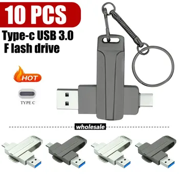 10PCS Type-C OTG 2 IN 1 USB פלאש כונן עט 128GB מקל זיכרון USB 3.0 Flash Disk 64GBType C עבור מחשב נייד/מחשב MacBook/מחשב לוח/טלפון
