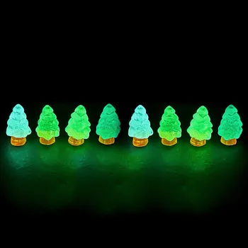 10Pcs מיני זוהר שרף צמחים קישוטי חג המולד זוהרים עץ מיקרו נוף דמות פסל מיניאטורי בעציץ תפאורה ילדים מתנה