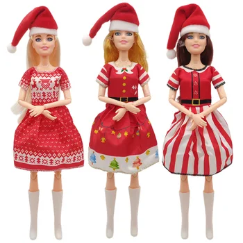 11 אינץ כובע חג המולד להגדיר 30cm אופנה דול שמלת נסיכת חג המולד של הילדים בחורה צעצוע אביזרים