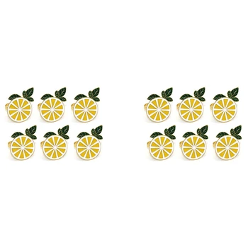 12Pcs לימון על מפית טבעות מתכת לימון מחזיק מפיות החווה זהב פירות מפית אבזם לקיץ חתונה ארוחת ערב