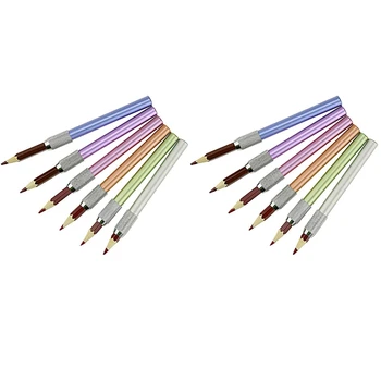 12PCS מתכת צבע מוט יחיד-סוף העיפרון מאריך עפרון הרחבה בעט קיבול עט סיומת קלמר