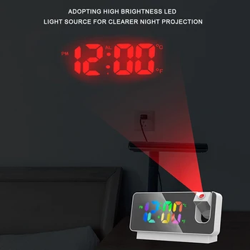 180° סיבוב LED הקרנה דיגיטליות שעון מעורר USB אלקטרונית התקרה מקרן עבור חדר השינה ליד המיטה שולחן העבודה שעונים Despertador