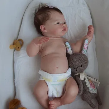 18inch גוף מלא ויניל מחדש את הבובה מדו מציאותי התינוק הנולד גודל התמונה האמיתית בעבודת יד ביד שורש השיער נראה לעין ורידים