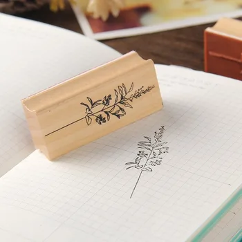 1PCS קלאסי מעודן עץ פרח צמח חותמת יצירתי להגנת הסביבה, מחברת הספר יד DIY עיטור כלים
