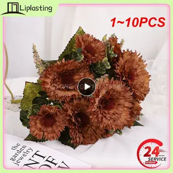 1~10PCS 1Bunch קטן חמניות קישוט מלאכותי חמניות פרח משי צבעוני חרציות הביתה סידור פרחים לחתונה