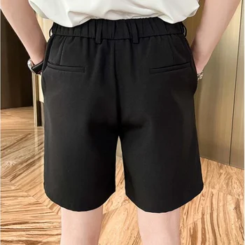 2023 גברים קיץ אופנה מזדמנים מכנסיים קצרים/זכר רזה מוצק צבע חליפת העסקים רופף החוף בתוספת גודל S-3XL