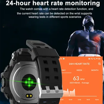2023 חכם ספורט שעון גברים מלא לסיבוב המסך כושר גשש חיצוני עמיד למים לפקח על קצב לב החמצן בדם, לחץ Smartw