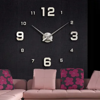 2023 מודרני שעוני קיר 3D DIY מראת אקריליק מדבקה עיצוב הבית סלון גדול דיגיטלית השעון קוורץ מחט תלוי לצפות