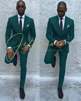 2023 מזדמן שמן ירוק חליפות לגברים חליפות חתונה Ternos Masculinos Slim Fit החתן חליפות תחפושת Homme 2 חלקים(מעיל+מכנסיים)
