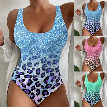 2023 נשים 1 חתיכה בגדי ים נשים החוף של ים לקשור צבוע מודפס 3D אירופה ואמריקה, קיץ