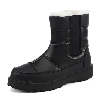 2023 נשים מגפי שלג קטיפה לעבות חמים מגפי פלטפורמה נשית החלקה מעורב צבע נעליים לחורף רוכסן אמצע שוק Botas Mujer