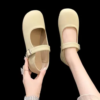 2023 סתיו חדש יחף PU בלט נעלי נשים שטוחה, תחתונה רכות נוחה התחתונה מפוזרים הבוהן רחב תיבת קל משקל