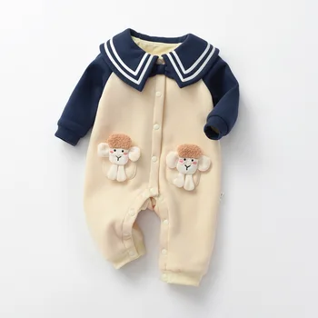2023 סתיו חורף היילוד בנים Rompers כותנה שרוול ארוך משולבים יחיד עם חזה התינוק בנים בגד גוף תינוק בנים תלבושות