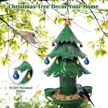 2023 עץ חג המולד מתכת ציפור מזין חיצוני גן הציפורים עמיד ציפור מאכילה כלי התוכי אוכל מיכל ציפור אספקה