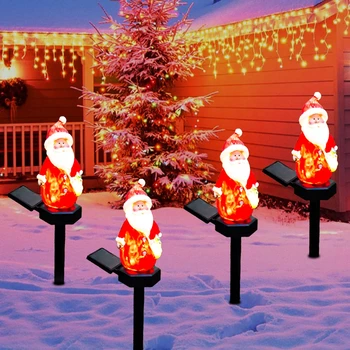 2024 חג המולד סולארית LED דקורטיבי חיצוני אורות שרף גן נוף הדשא יתד המנורה מסיבת חג סנטה קלאוס