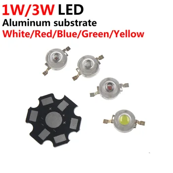 20pcs 3W 1W LED גבוהה חשמל מנורת חרוזים טהור לבן/לבן חם/אדום/כחול/ירוק/צהוב/סגול 300mA 3.2-3.4 V 100-120LM 30mil צ ' יפ