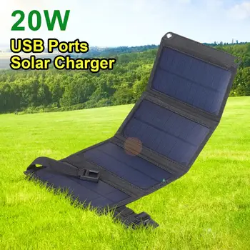 20w יציאות USB מטען סולארי חיצוני 20w אנרגית שמש מטען נייד השמש בלוח חשמל עם יציאת USB עבור נסיעות חיצונית קמפינג