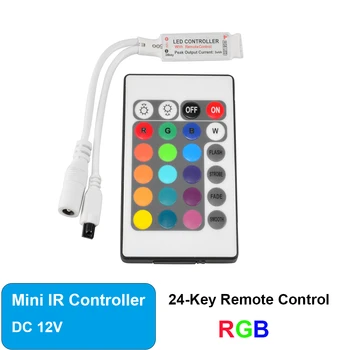 24 המפתחות DC12V דימר IR האלחוטי מיני IR מרחוק בקר RGB הקלטת רצועת אורות טלוויזיה המחשב אור