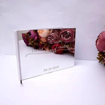 25x18cm מותאם אישית חתונה החתימה ספר אורחים מראת אקריליק לבן ריק לאורחים אלבום תמונות