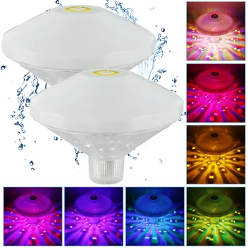 2Pcs LED צף בבריכה אור IP67 עמיד למים חיצוני RGB אור מופעל באמצעות סוללה 8 שינוי צבע מצבי מסיבת בריכה אורות מהבהבים