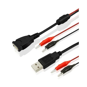 2Pcs USB קליפים תנין תנין חוט זכר/נקבה ל-USB הבוחן גלאי מתח DC מד מד הזרם קיבולת מד כוח