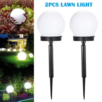 2PCS חיצוני LED סולארית סיבוב כדור אור גן חצר פטיו הקרקע הדשא השמש מנורה עמיד למים מסיבת חג בגן קישוט הבית