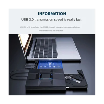 3.0 USB Type-C נייד תקליטור DVD+/-RW, כונן אופטי צורב DVD חיצוני עבור המחשב הנייד בשולחן העבודה
