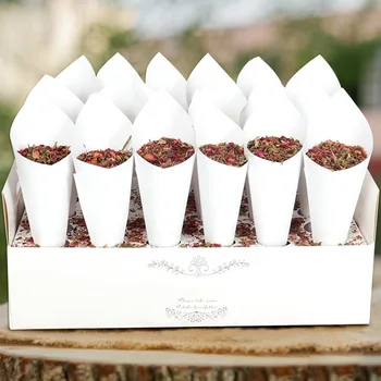 30Pcs קראפט נייר קונפטי לחתונה חרוט מסגרת מחזיק עבור חתונה, מסיבת יום הולדת קישוט פרח רוז קונפטי קונוסים לעמוד תיבת