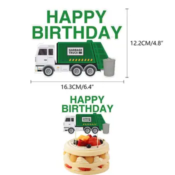 32 יח ' משאית זבל קישוטים למסיבה כוס Toppers עוגת זבל יום הולדת באנר משאית נושאים בלונים ניהול פסולת מיחזור