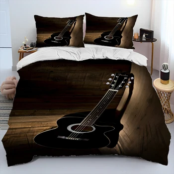 3D גיטרה קלאסית גיטרה חשמלית מנחם סט מצעים,שמיכה כיסוי מיטה שמיכה לכסות על הכרית,המלך, המלכה גודל סט מצעים