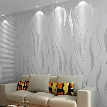 3d לבן הסלון טפט נוהרים מובלט נייר קיר אפור רול טפט על הקירות