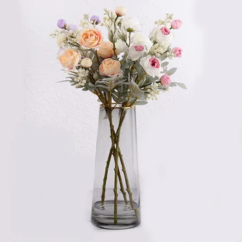 48cm זר פרחים מלאכותיים אדמוניות הביתה אביזרים לחתונה קישוט פרחים מזוייפים DIY חג האהבה מלאכותי רוז