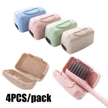 4pcs/סט מיני מברשת שיניים כיסוי ראש, נייד מברשת השיניים מחזיק כובע עבור נסיעות חיצונית ביתיים שירותים ארגונית אביזרים