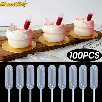50/100Pcs מ ל 4 מיני טפי חד פעמיות ריבה טפי עוגות רוטב לסחוט העברת Pipettes טפי קינוח ממולאים Toppers עוגה