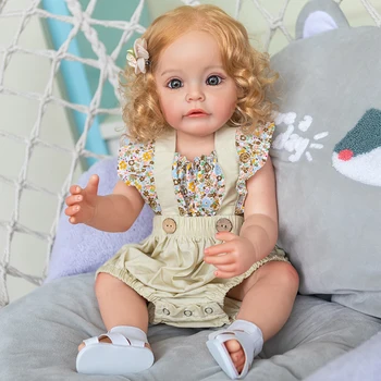 55CM מחדש פעוטה הנסיכה סו-סו גוף מלא סיליקון בובות תינוק ביד מפורט ציור מקורי של הצייר מושרש שיער, אמבטיה צעצוע לנערות