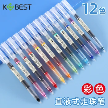 5Pcs ישר נוזל ג 'ל עט מהיר ייבוש קיבולת גדולה צבעוני ג' ל עטים 0.5 מ 