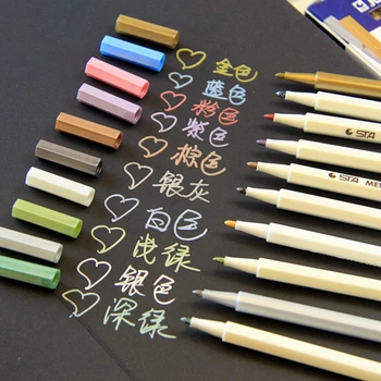 6-10 צבעים וינטאג מתכתי עטי סמן Kawaii אניה עטי מברשת DIY רעיונות מה שהופך את הכרטיס מעטפות אמנות קוריאנית כתיבה