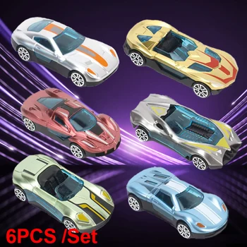 6PCS האינרציה החלקה קריקטורה מירוץ מכוניות 1:64 סימולציה סגסוגת צעצוע של ילדים Diecast דגם המכונית בנים מתנה משלוח חינם