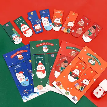 8PCS/set kawaii חג המולד מגנטי סימניות קריקטורה שלג Gingerbread סנטה ילדים מתנות חגיגיות ספר סימנייה עבור הספר