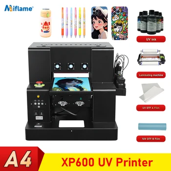 A4 UV מדפסת Epson XP600 ראש ההדפסה עם רוטרי A4 UV DTF מכונת הדפסה על מקרה טלפון מתכת זכוכית A4 מדפסת שטוחה UV