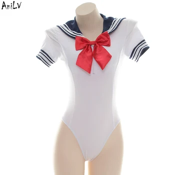 AniLV יפנית תלמיד בית הספר שחייה שיעור חלק אחד של בגדי נשים אנימה בגד העליון מלח המדים Cosplay תלבושות