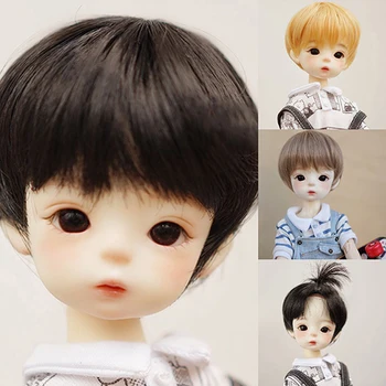 BJD בובה הפאה על 1/3 1/4 1/6 גודל בובות אביזרים הפאה צעצוע טרס על בובות טמפרטורה גבוהה משי בנים בובה שיער קצר