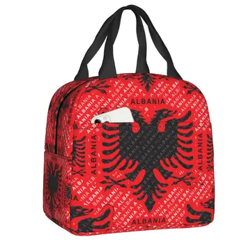 Bolsa de almuerzo קון aislamiento de la bandera de אלבניה, bolsa de almuerzo portátil קון refrigerador דה calor פארא חברות, y