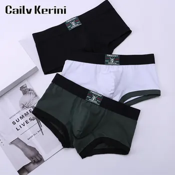 Cailv Kerini גברים תחתונים סקסיים מכנסיים קצרים תחתוני כותנה זכר לנשימה בוקסר מוצק Boxershorts מותג התחתונים.