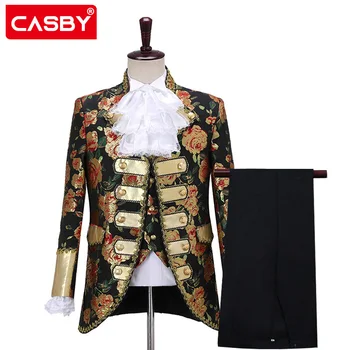 Casby חדש לגברים המשפט האירופי השמלה ביצועים תלבושת רטרו אירופאי הנסיך מקסים הבמה רטרו דרמה ביצועים תחפושת